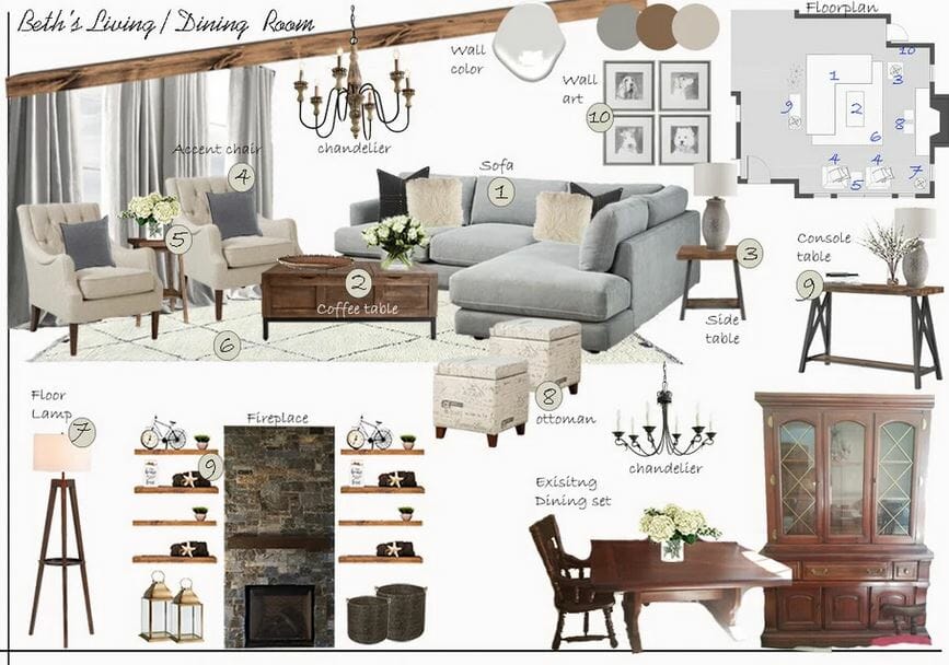 Rustic interior decor moodboard