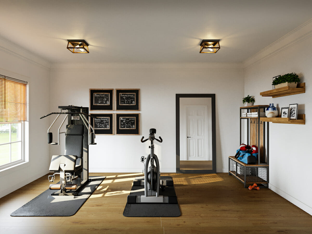 Rustic interior design for home gym