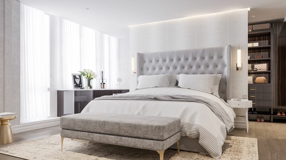 Softly illuminated bedroom lighting interior design