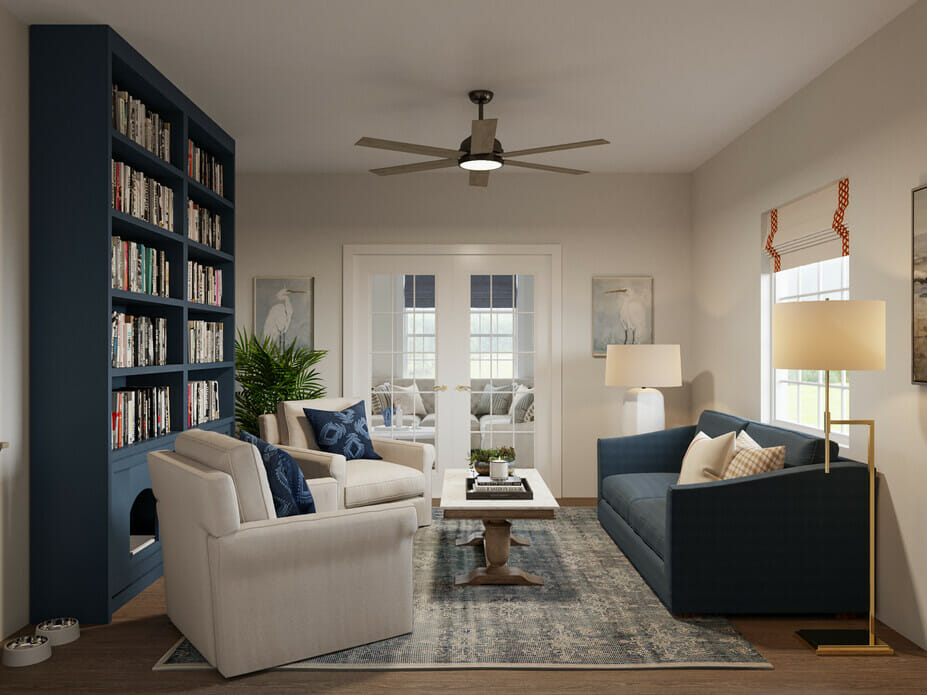 Coastal sunroom and library