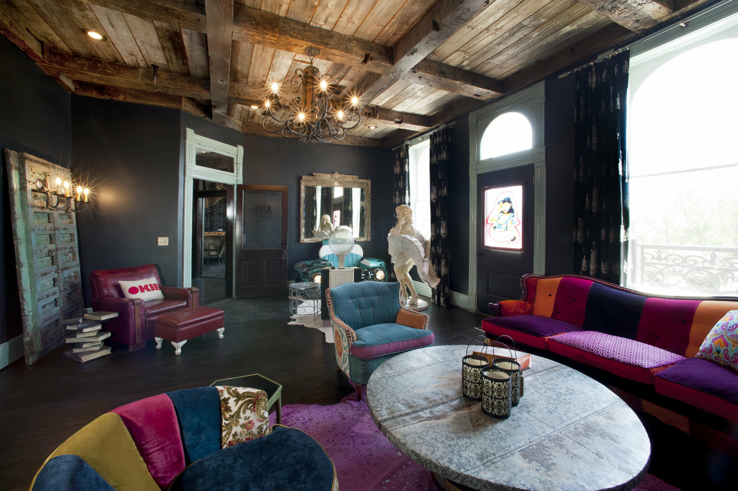 Funky living room decor by one of the top oklahoma city interior designers, Neely and Queen