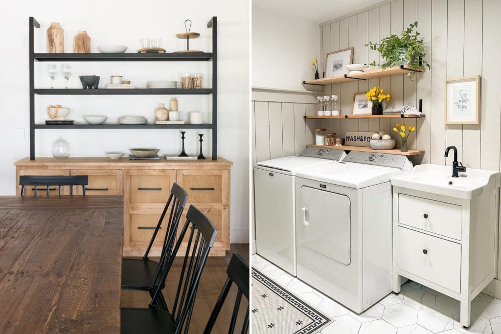 Industrial farmhouse decor blended in interiors by Decorilla designer, Amanda J.