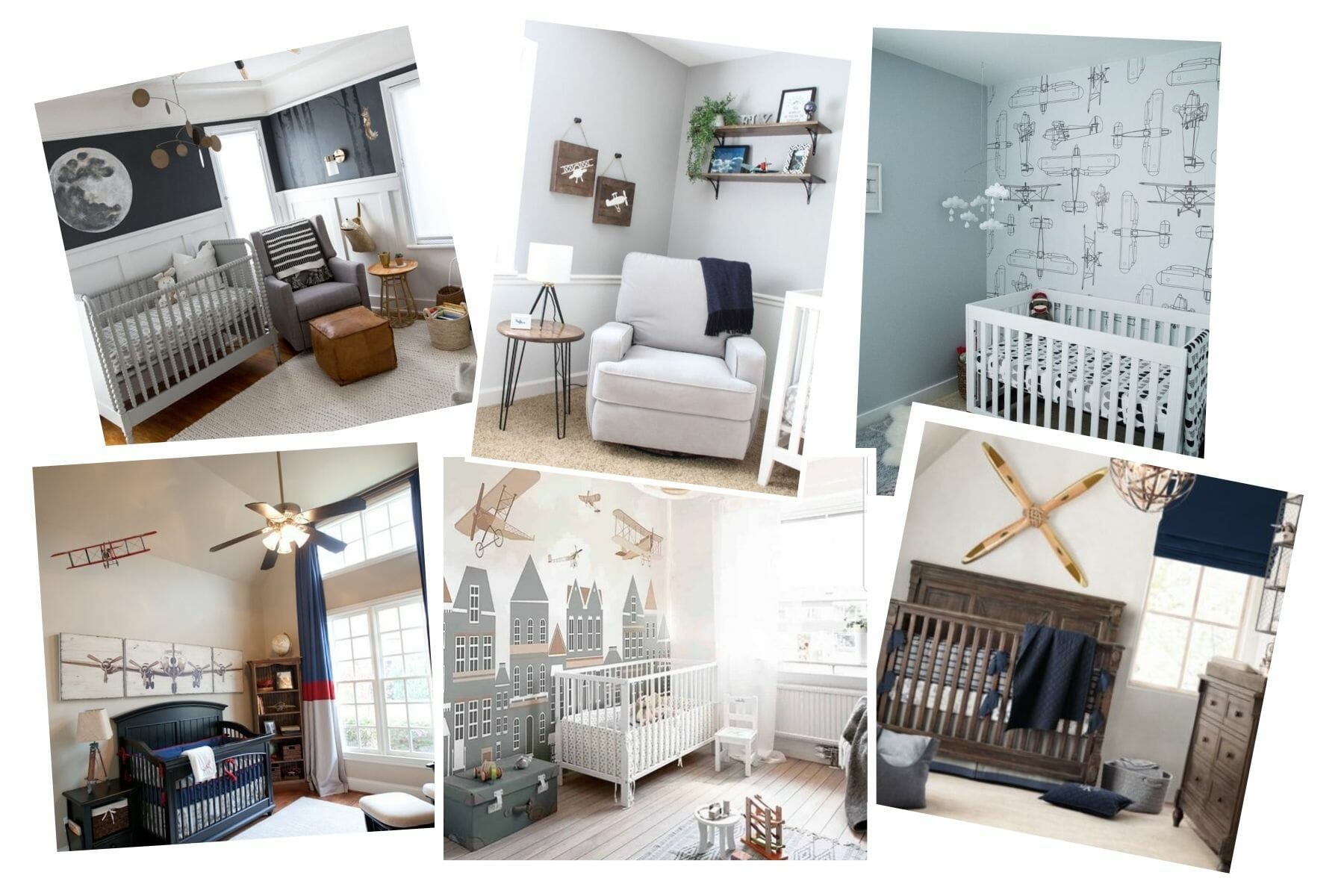 Inspiration board for airplane nursery design