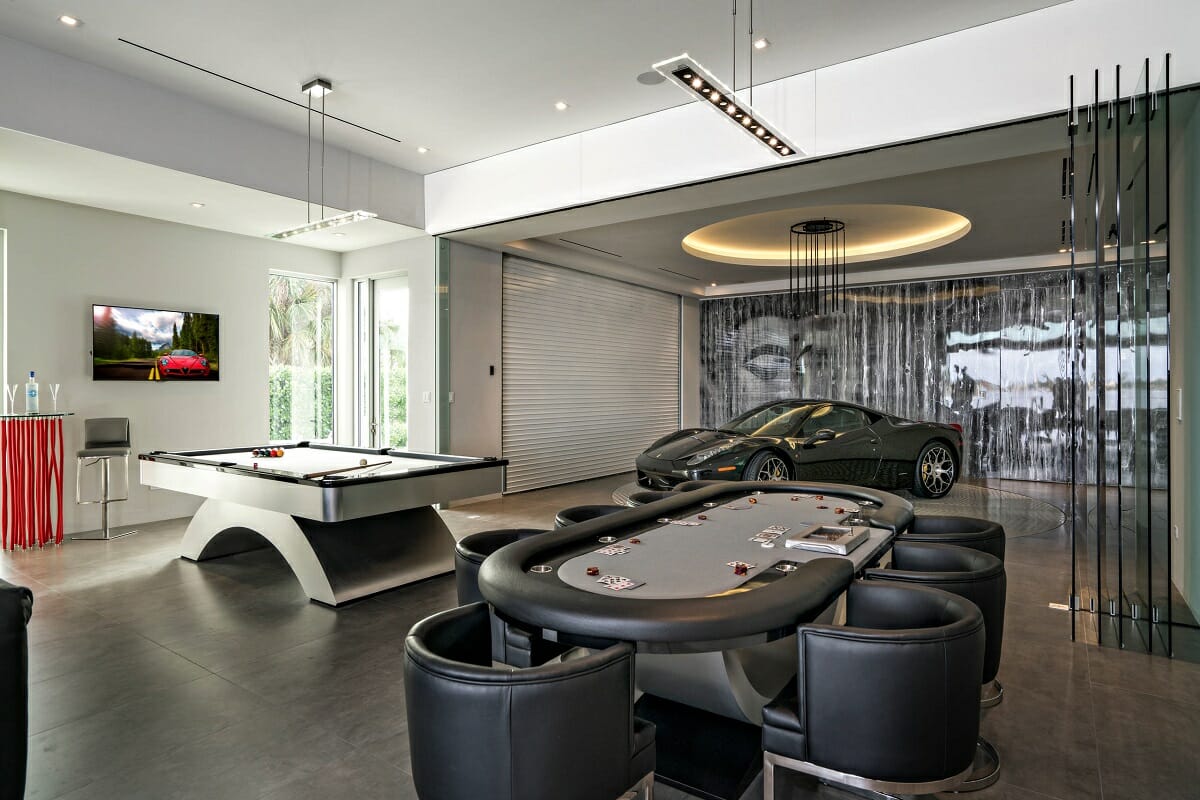 Luxurious man cave garage - Houzz