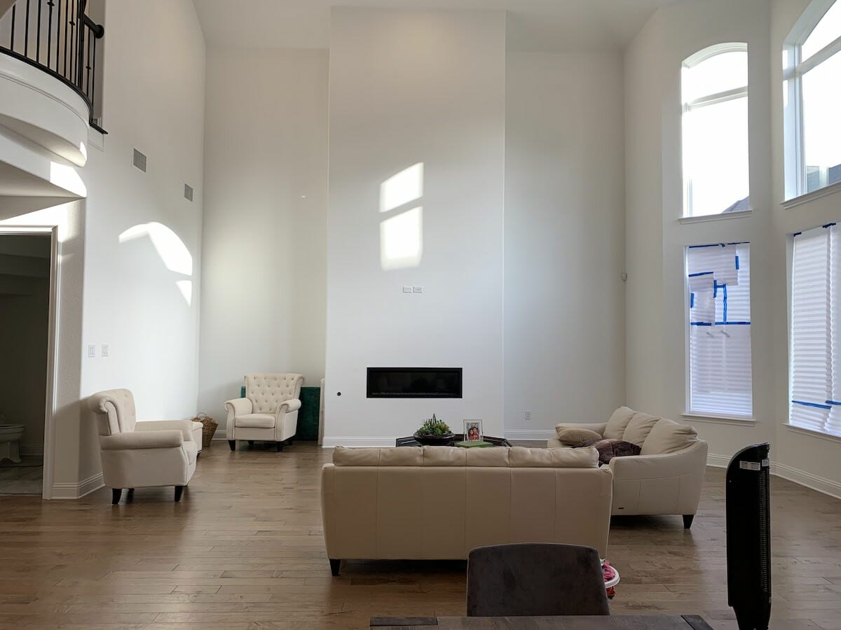 Vaulted ceiling living room before image