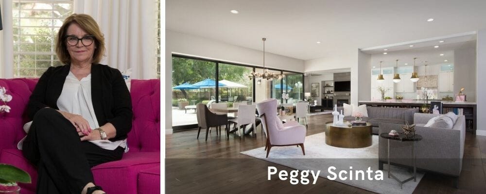 Beautiful open plan living room by one of the top Las Vegas interior designers, Peggy Scinta
