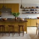 Bright mustard yellow kitchen cabinets - Studio Shamshiri