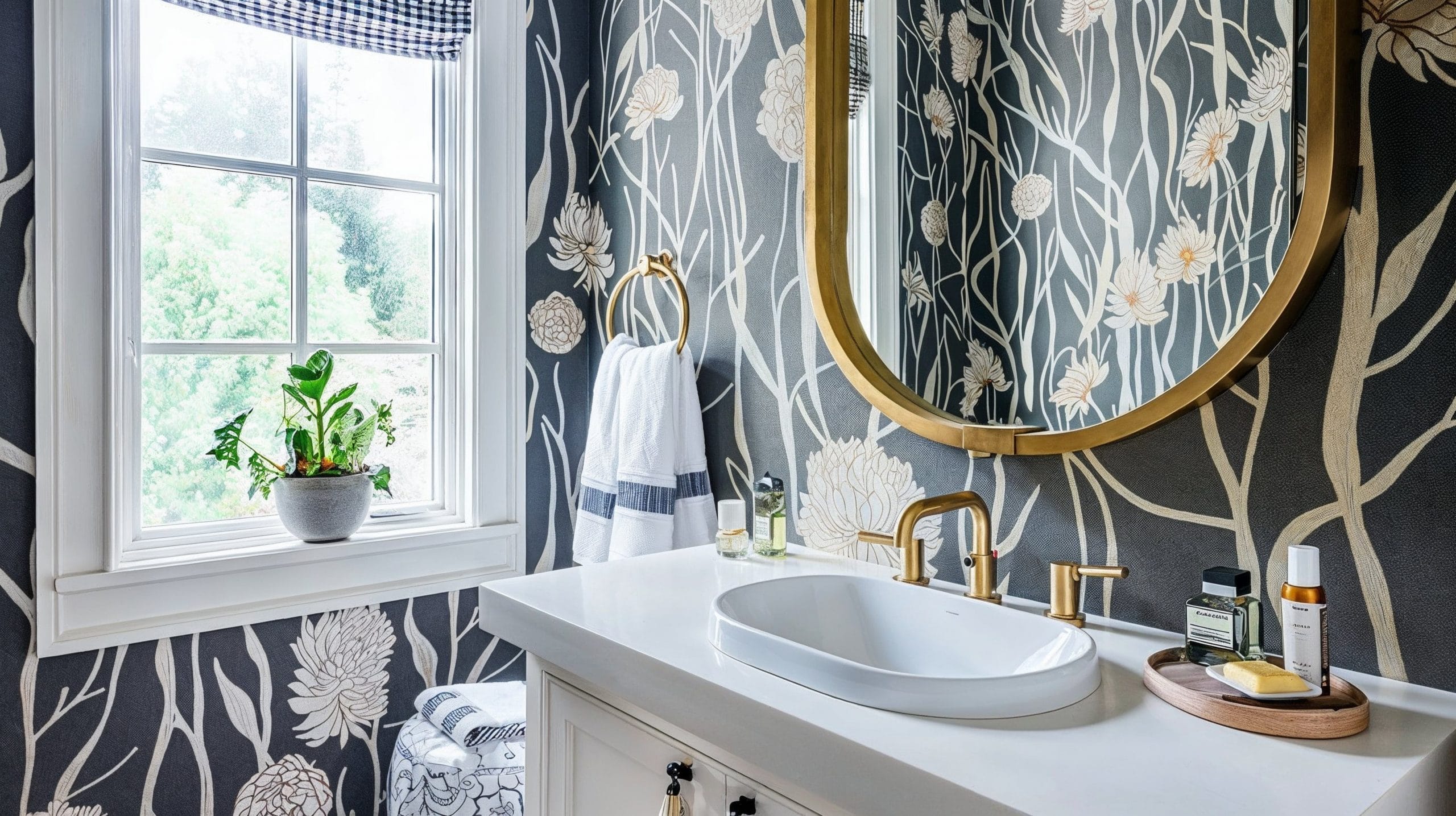 Before & After: Floral Wallpaper Bathroom Design