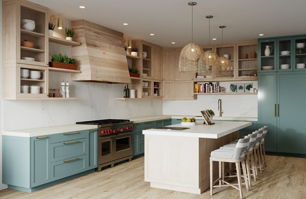 Green-blue kitchen cabinets - Betsy M