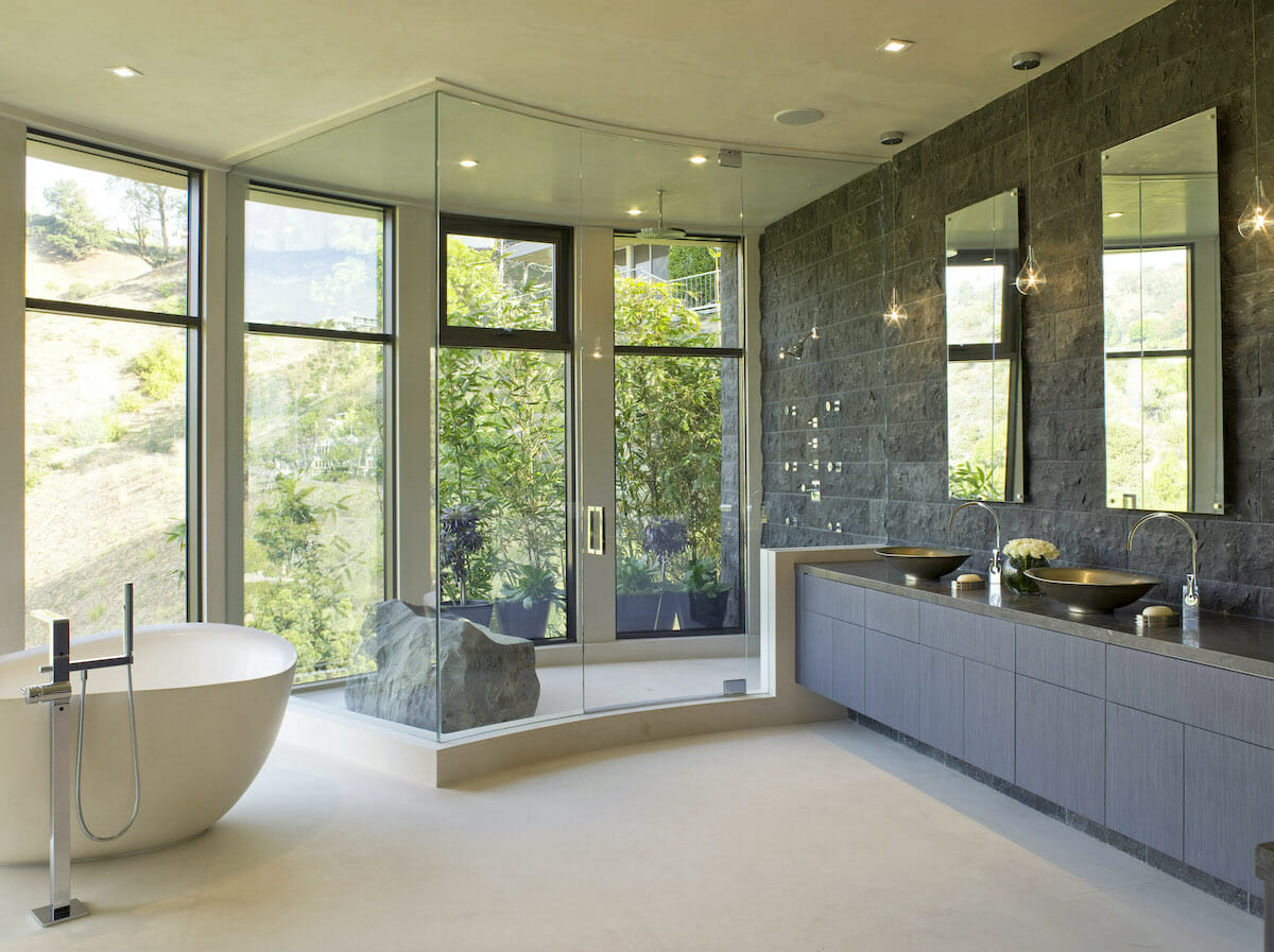 Luxury master bathroom by Decorilla interior design, Newport Beach