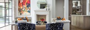 Modern colourful living room decor one of the top Indianapolis interior designers