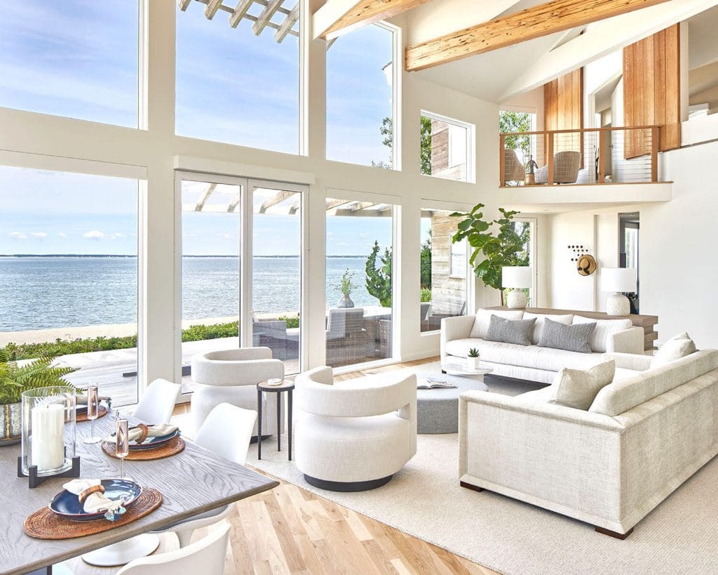 Natural lighting in interior design, coastal living room by Decorilla designer, Elizabeth G.