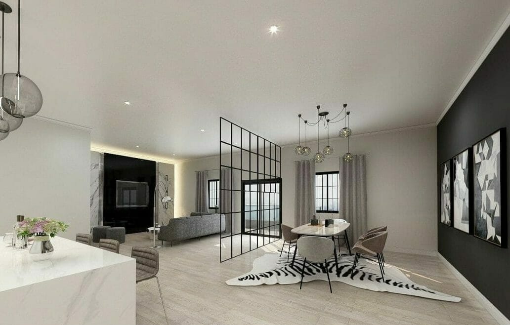 Ravishing open living area decor by top interior decorator Las Vegas, Elise Kotelnikova