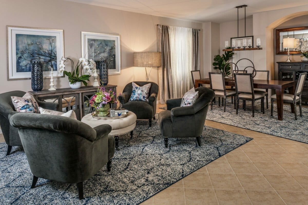 Timeless and traditional living room decor by one of the top interior design firms Las Vegas, Laura Fullow Designs