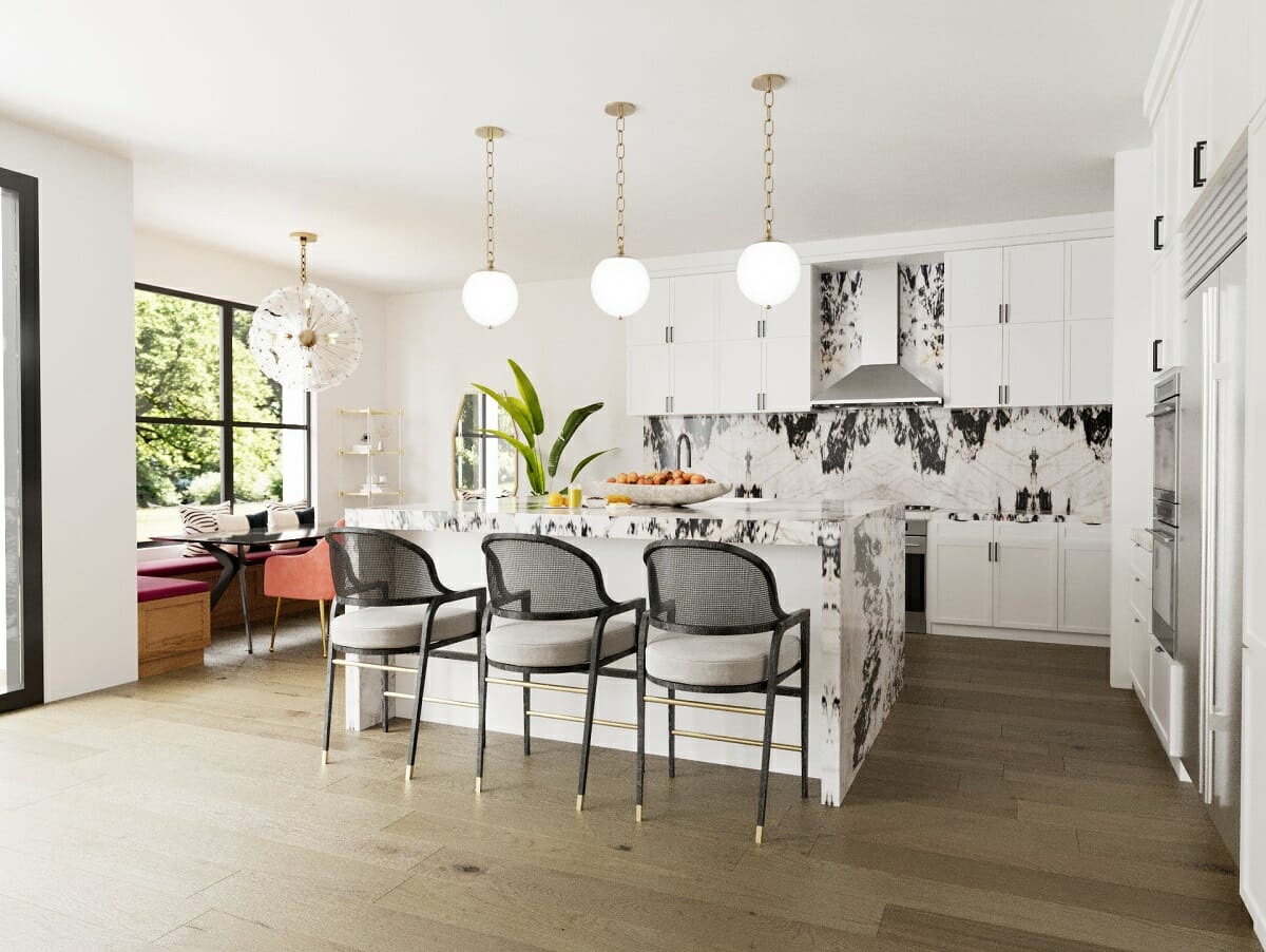 glam kitchen with black accents as home interior trends 2022 - Sonia