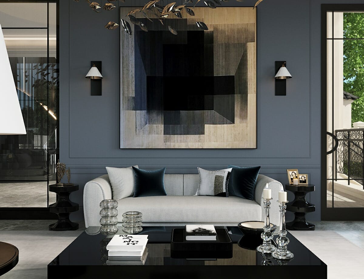 sophisticated lounge by online interior decorator Nathalie