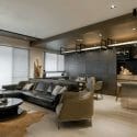 Black and tan masculine apartment décor