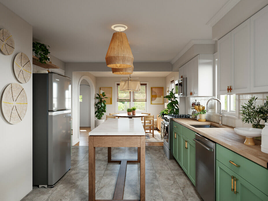 Bohemian interior design for a kitchen