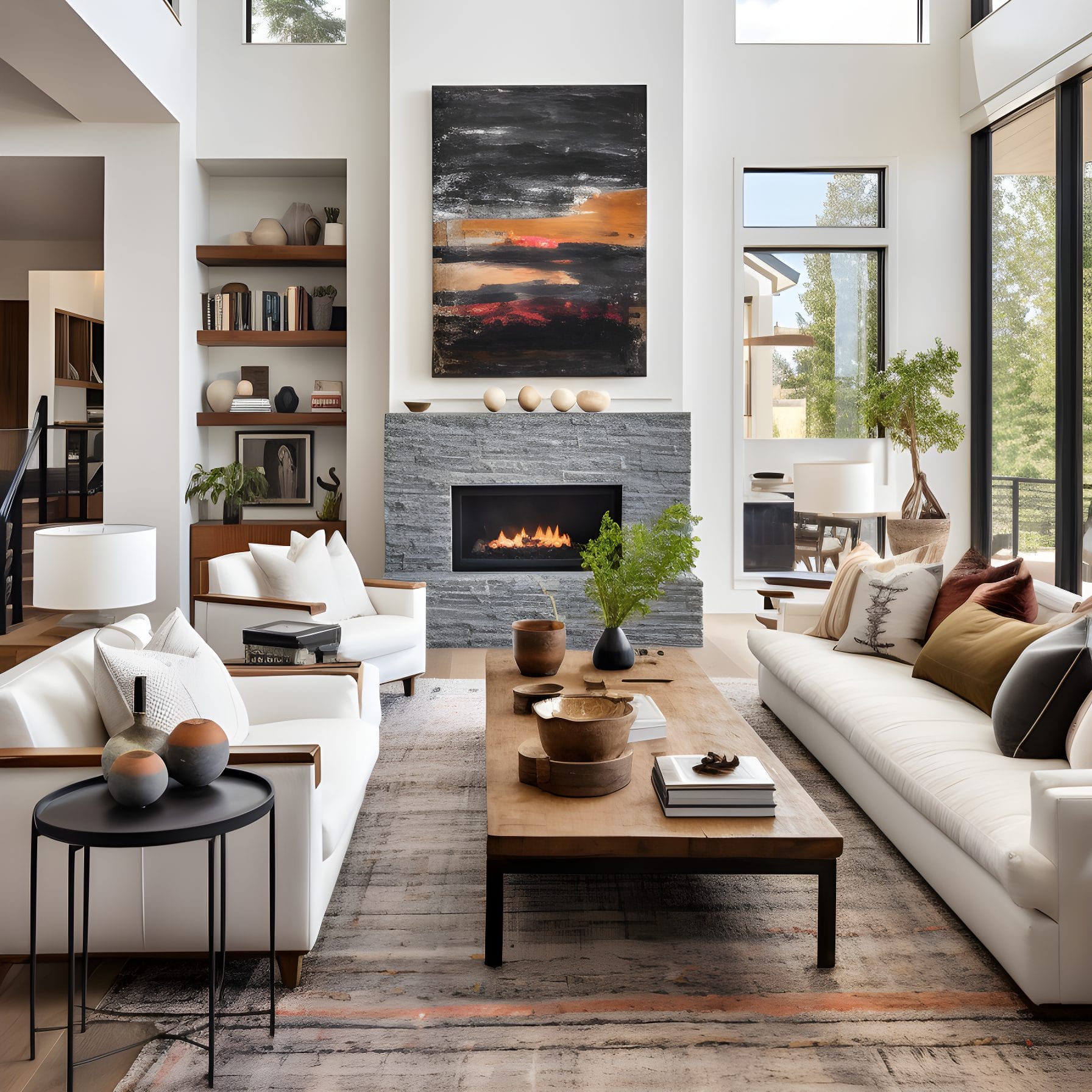 Before & After: Vaulted Ceiling Contemporary House Interior