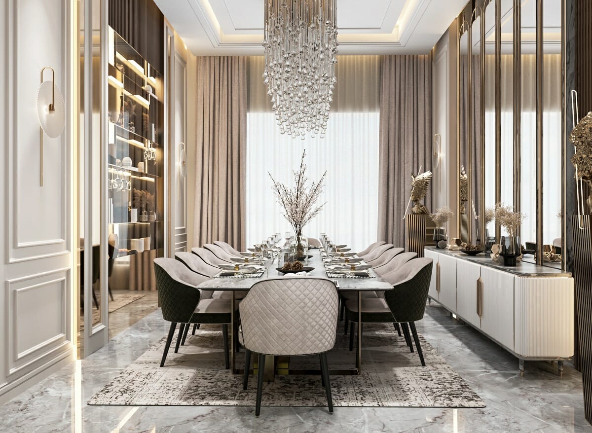 glamorous blue dining room