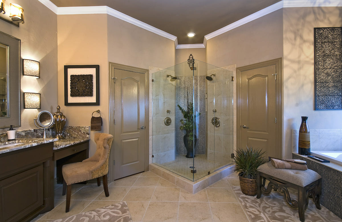 Luxe spa bathroom by Decorilla Fort Worth interior designer Megan Kranz