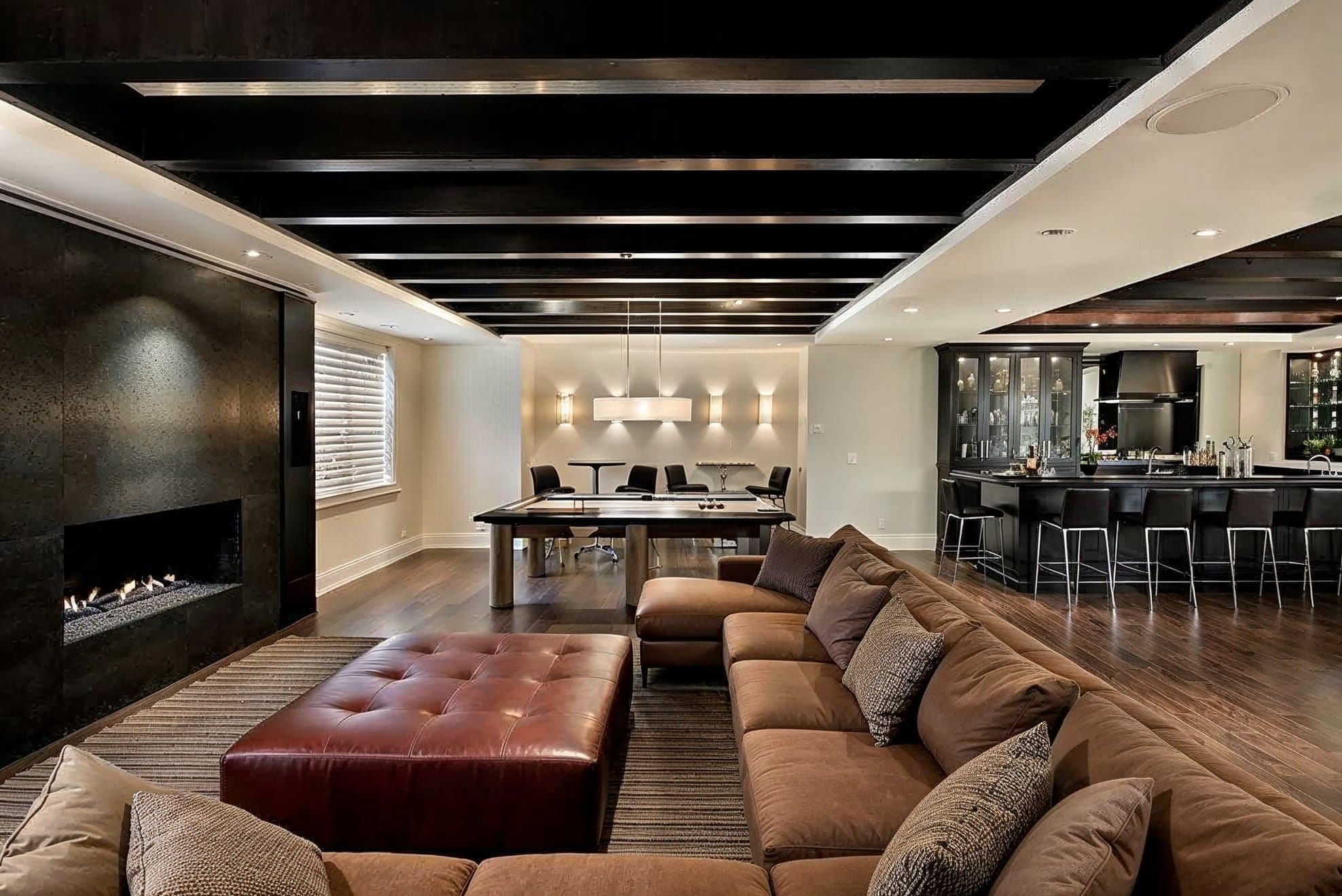 Luxury finished basement ideas with a bar