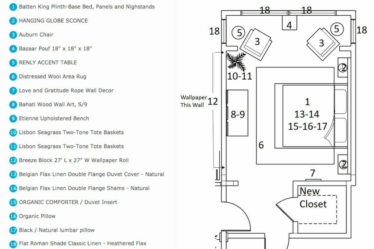 Room designing online - Decorilla floorplan