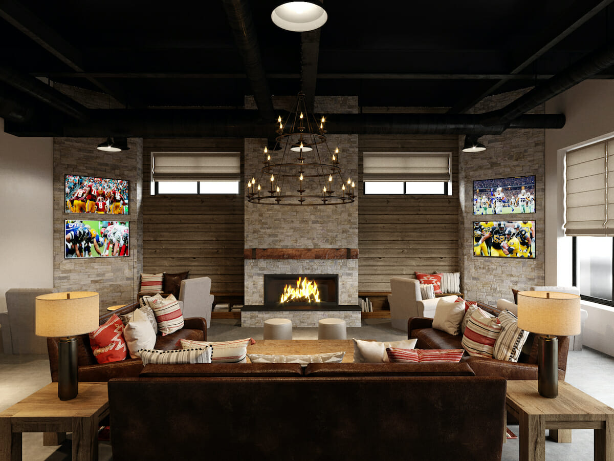 Sports lounge basement design ideas