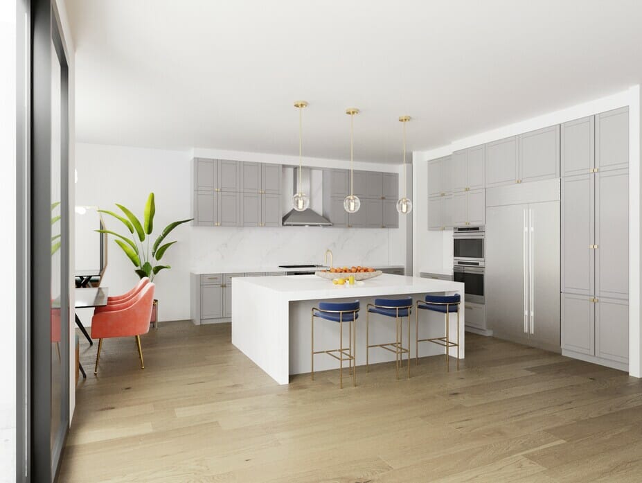bright grey contemporary kitchen cabinets