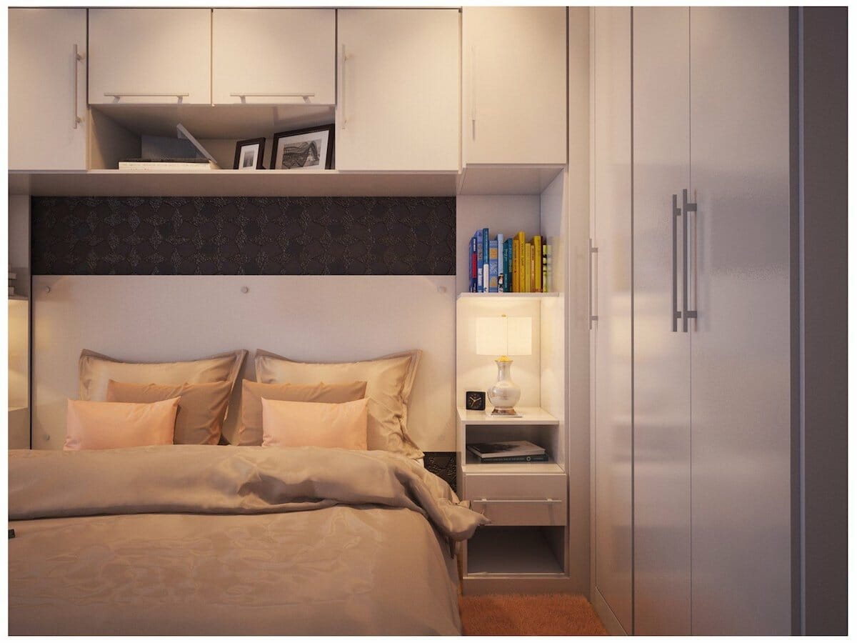 creative bedroom storage ideas with over the bed cabinets