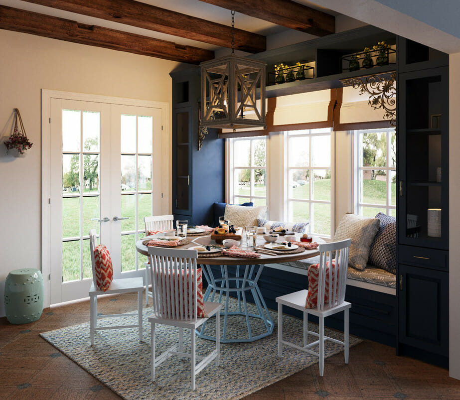 creative dining room storage with window seat