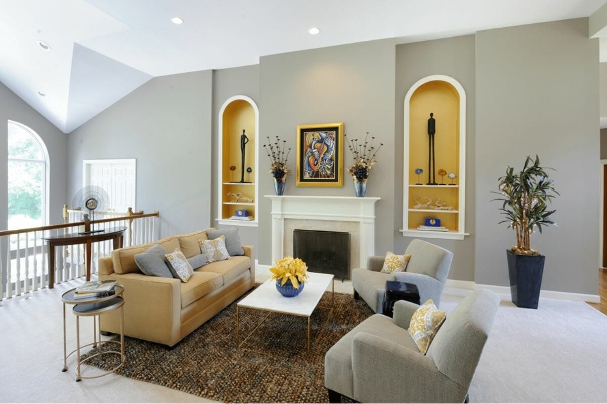 Bright living room design by one of the top St. Louis interior designers