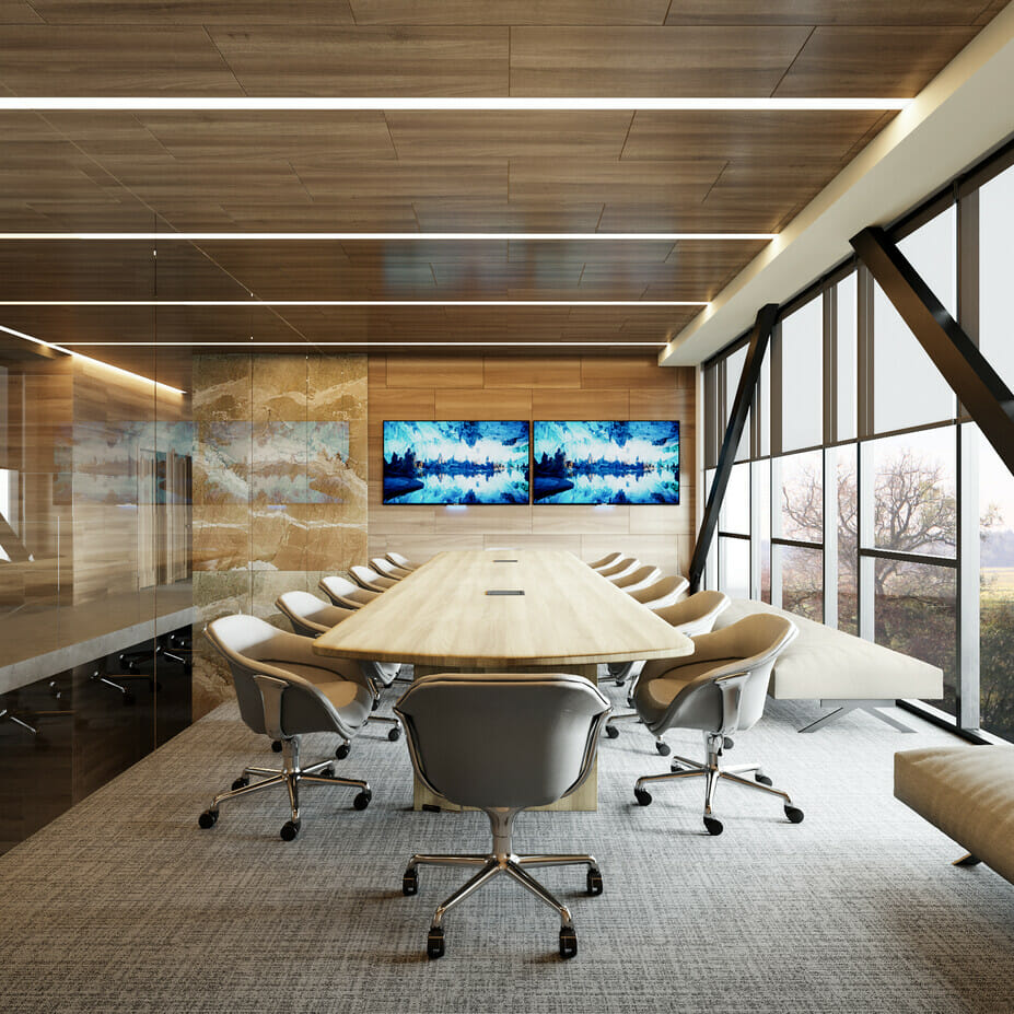 Contemporary conference room by Decorilla office interior design services designer, Courtney B