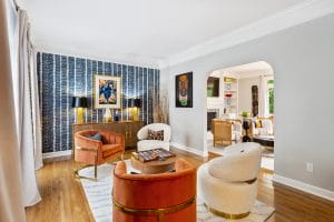 Creative wallpaper ideas for a living room by Decorilla designer, Sierra G.