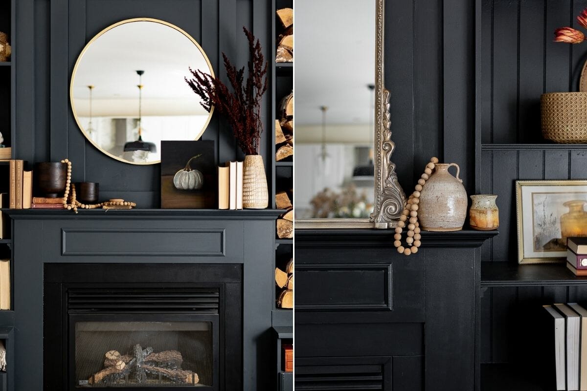 Fall mantel décor for dark walls