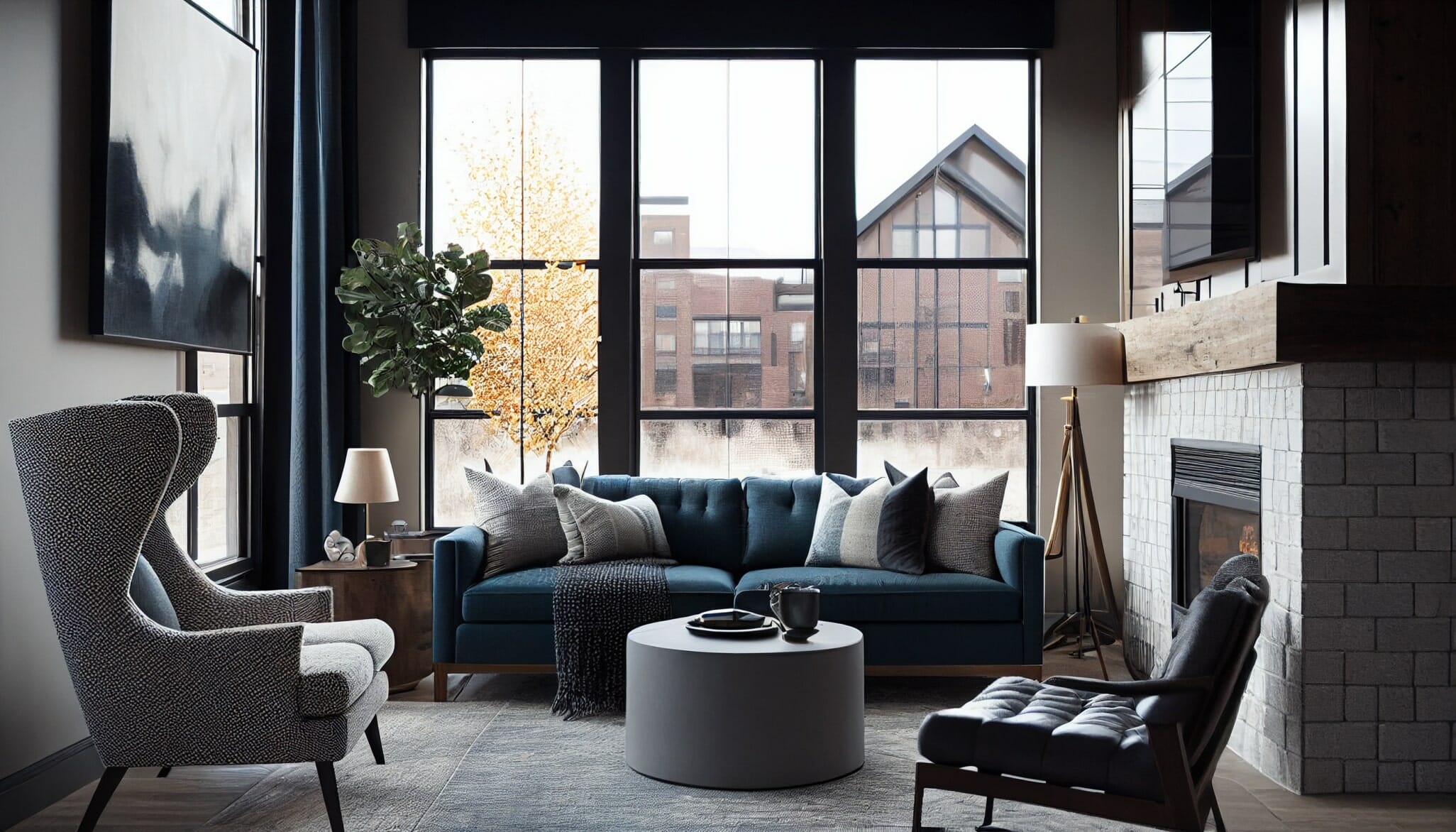 Masculine interiors with blue accents