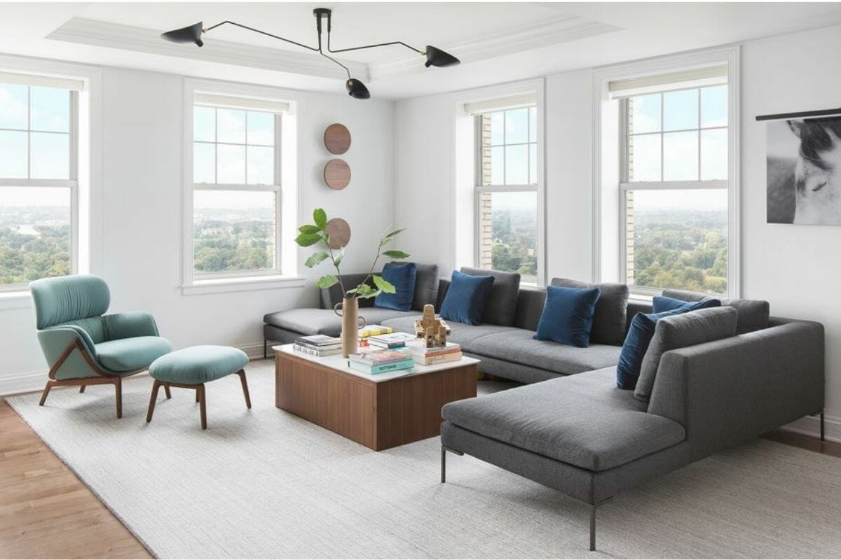 Minimal living room decor by top interior decorator St. Louis