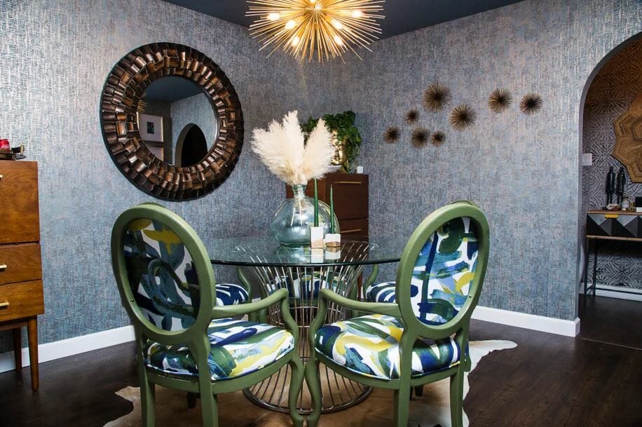 Modern glam dining room by one of the top New Orleans interior designers