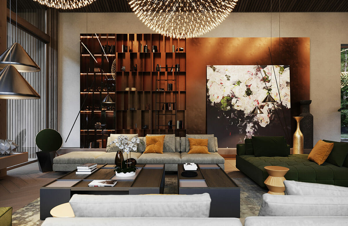 Before & After: Moody Glam Living Room Transformation - Decorilla ...