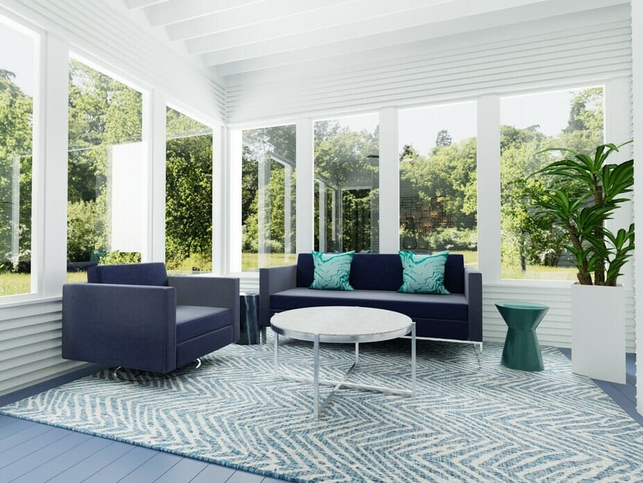 Online interior design of a sunroom