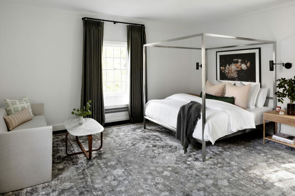 Chic bedroom by top interior decorator, Elizabeth Lawson