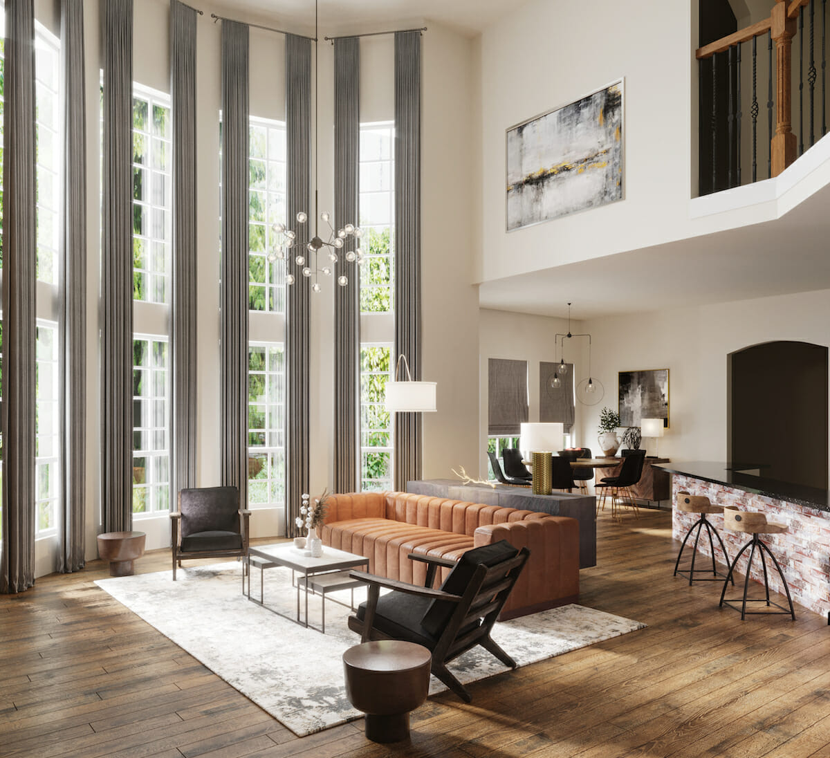 Before After Contemporary High Ceiling Living Room Decorilla
