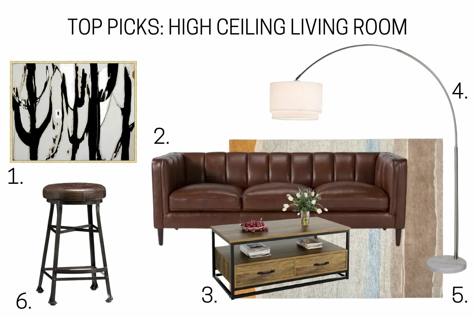 Contemporary high ceiling living room - Shopping list