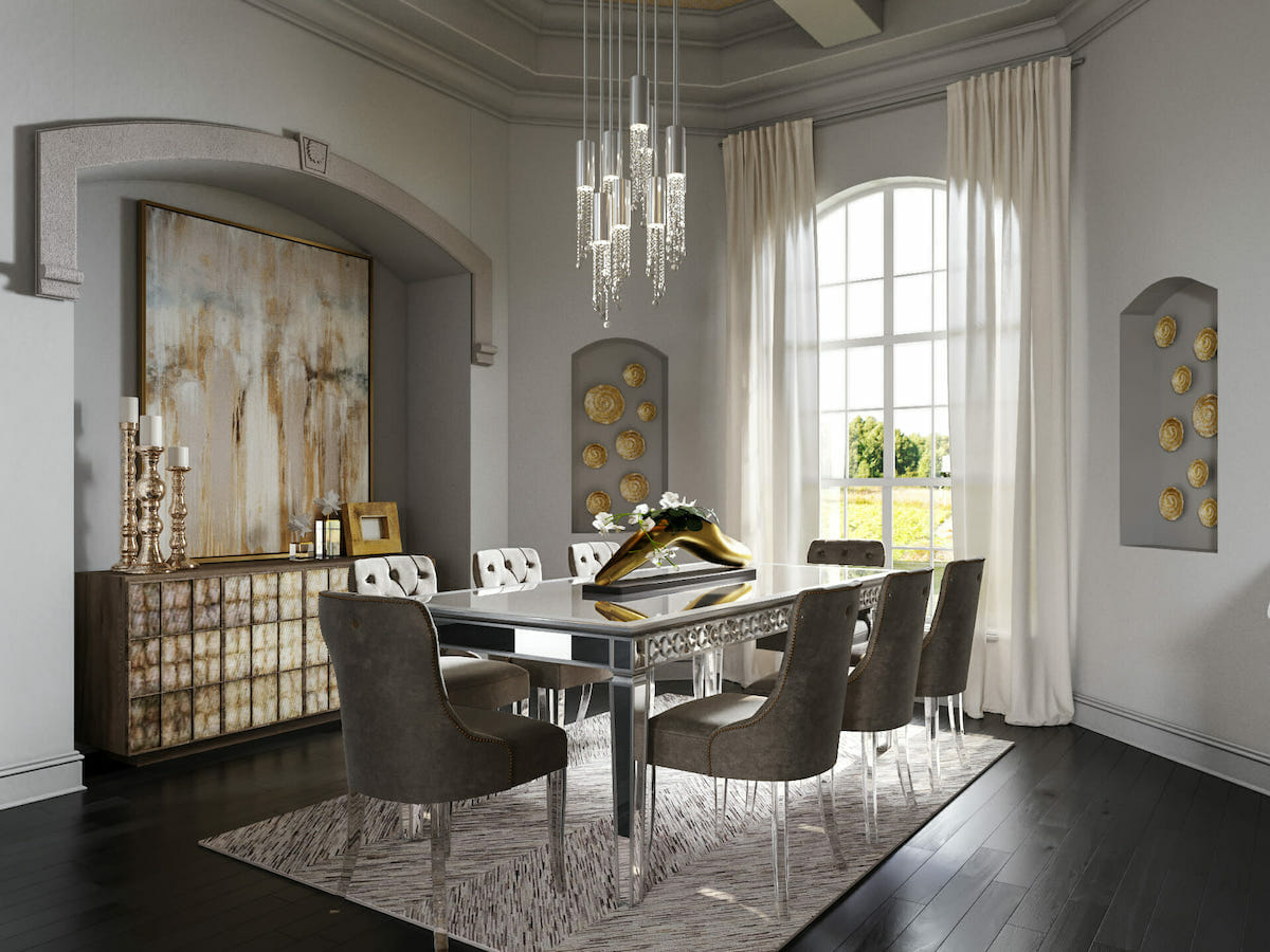 Glam dining room interior design by decorilla designer tera s