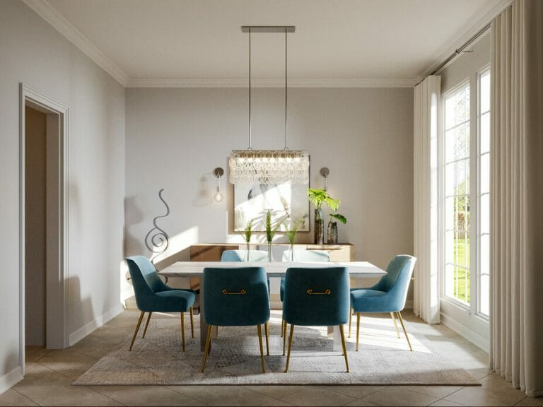 Before & After: Glam Dining Room and Modern Home Office Design