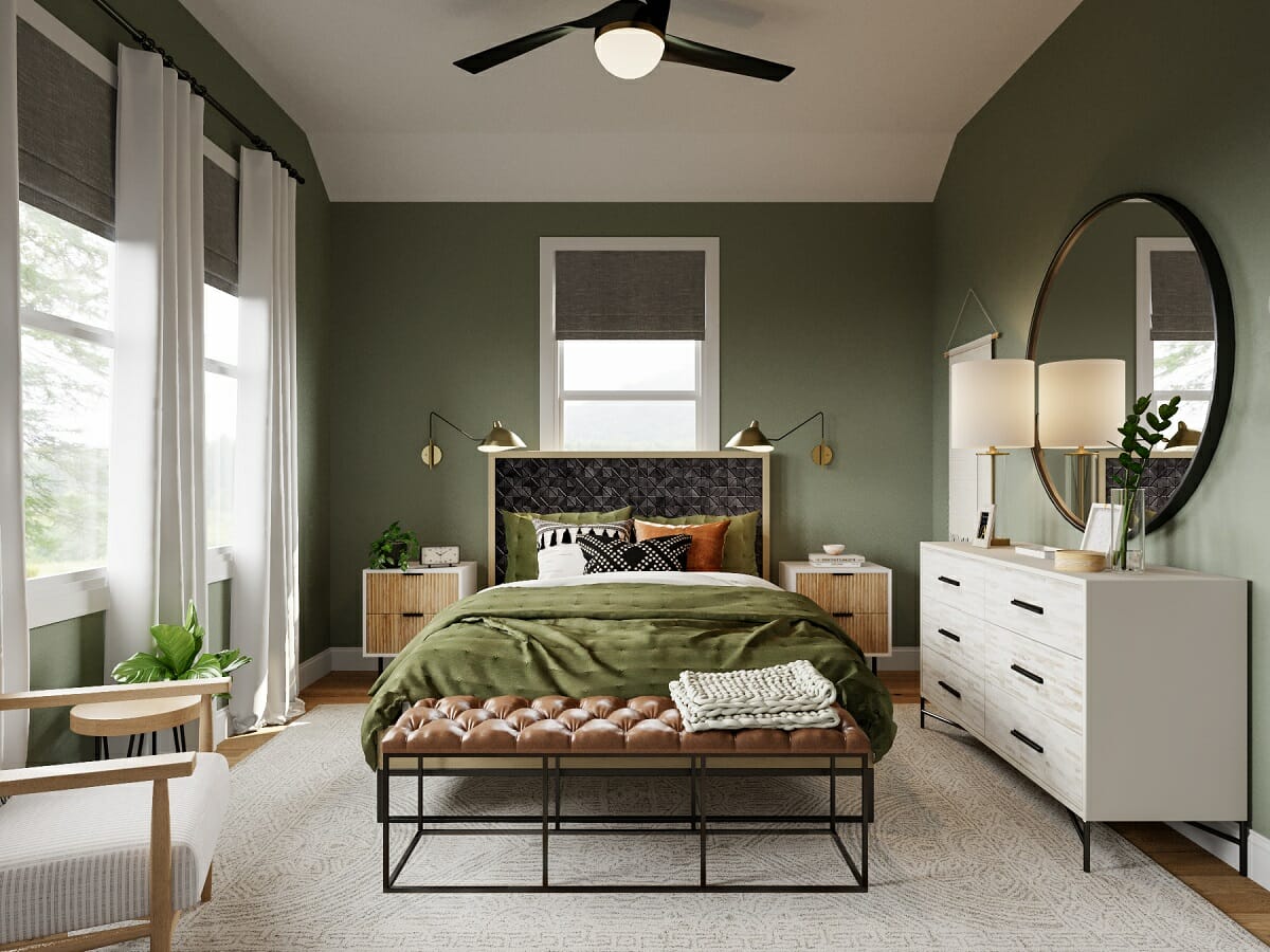 Green color psychology in a bedroom - Rachel H.