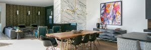 Modern glam dining room and living space