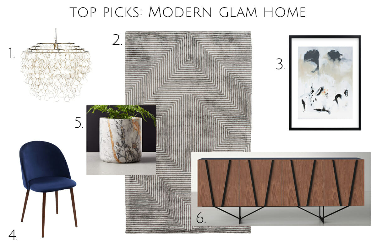 Modern glam dining room interior picks