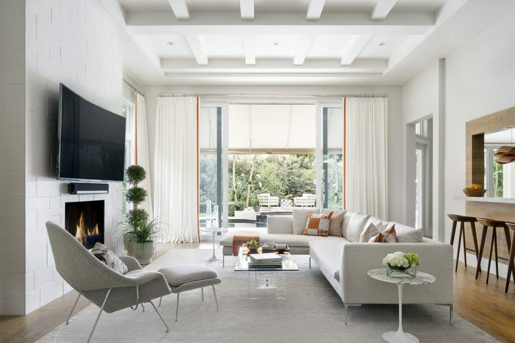 High Ceiling Living Room Rectangle White