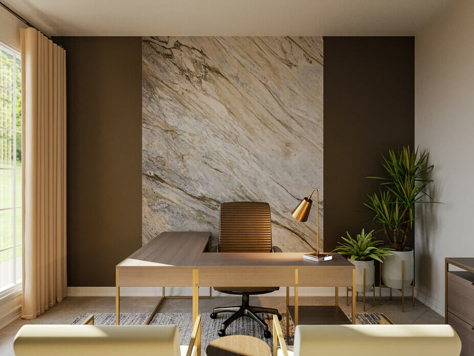 Modern home office design with a modern minimalist desk